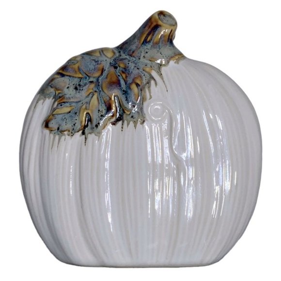 Napkin Holder Autumn White Pumpkin Hand Painted Ceramic Harvest Kitchen Accent - Picture 2 of 16